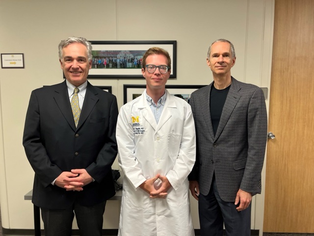 Dimitrios Magouliotis with senior cardiothoracic surgery mentors at the University of Michigan.