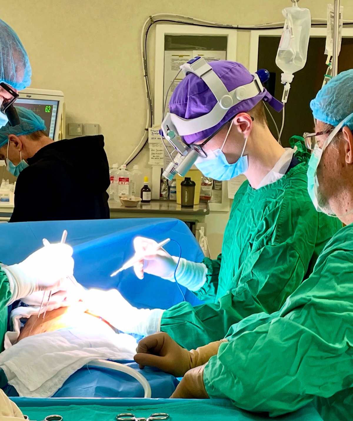 Dimitrios Magouliotis participating in cardiothoracic surgery during his clinical training.